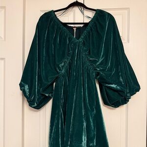 Free People Emerald Velvet Mini Dress